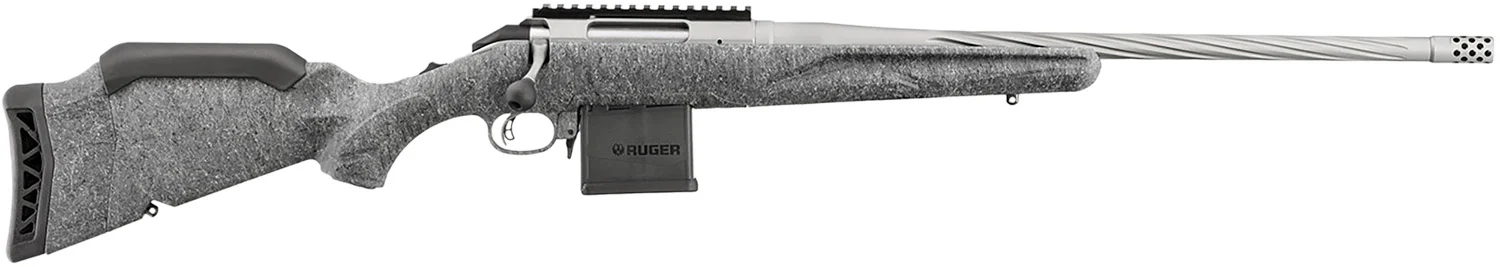 Ruger 46908 American II Full Size 204 Ruger 10+1 20" Gun Metal Gray Cerakote Spiral Fluted Threaded Barrel Alloy Steel Receiver w/Picatinny Rail, Gray Splatter Adj LOP Synthetic Stock