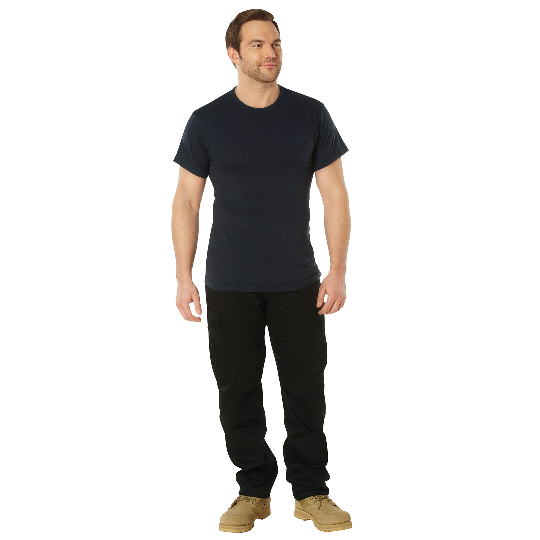 Rothco Solid Color T-Shirt With Cotton - Polyester Blend, Navy Blue, Small