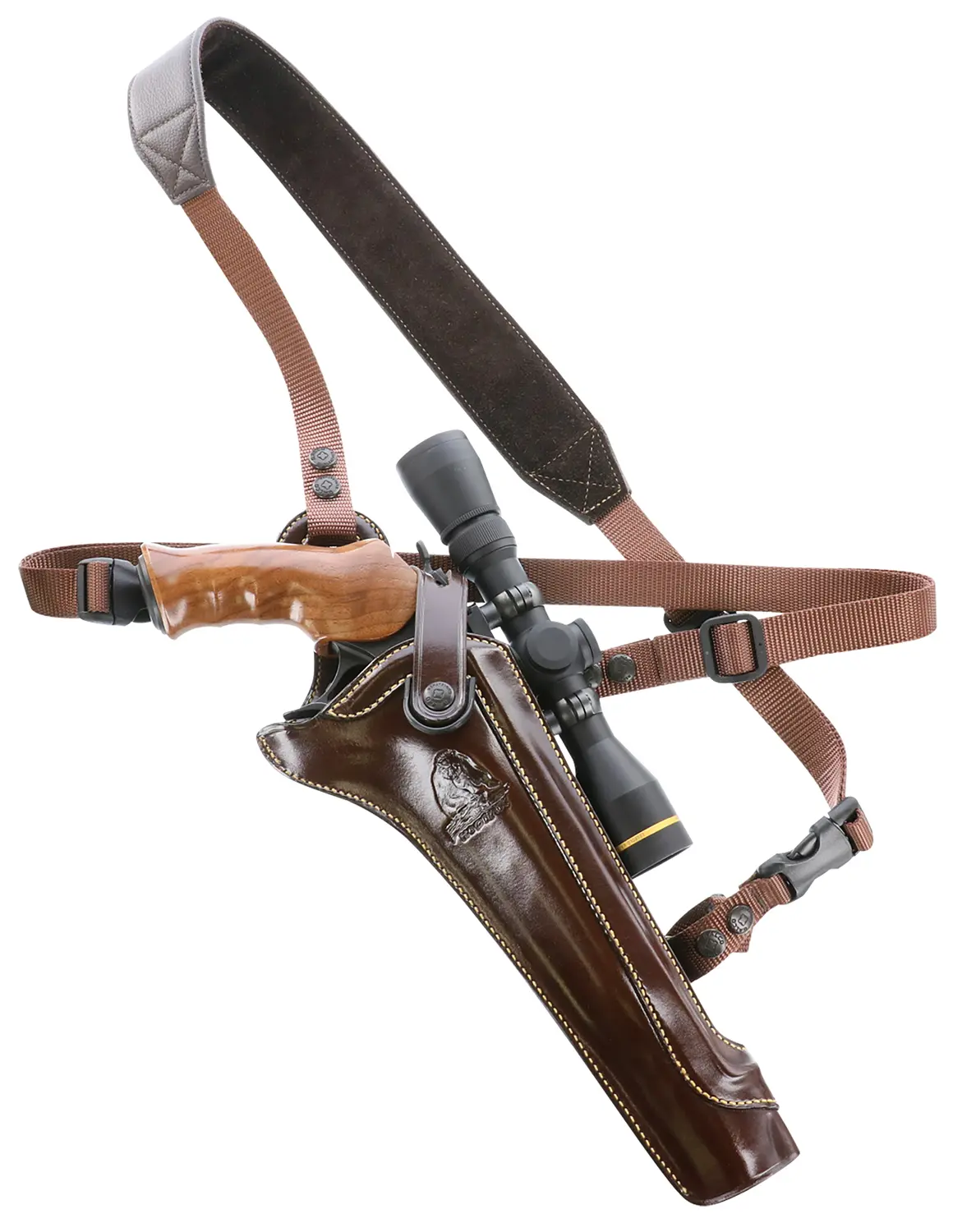 Galco KH130H Kodiak Hunter Chest Holster Havana Brown Leather Shoulder/Torso Strap Fits S N Frame Fits Ruger Blackhawk 7.50" Right Hand