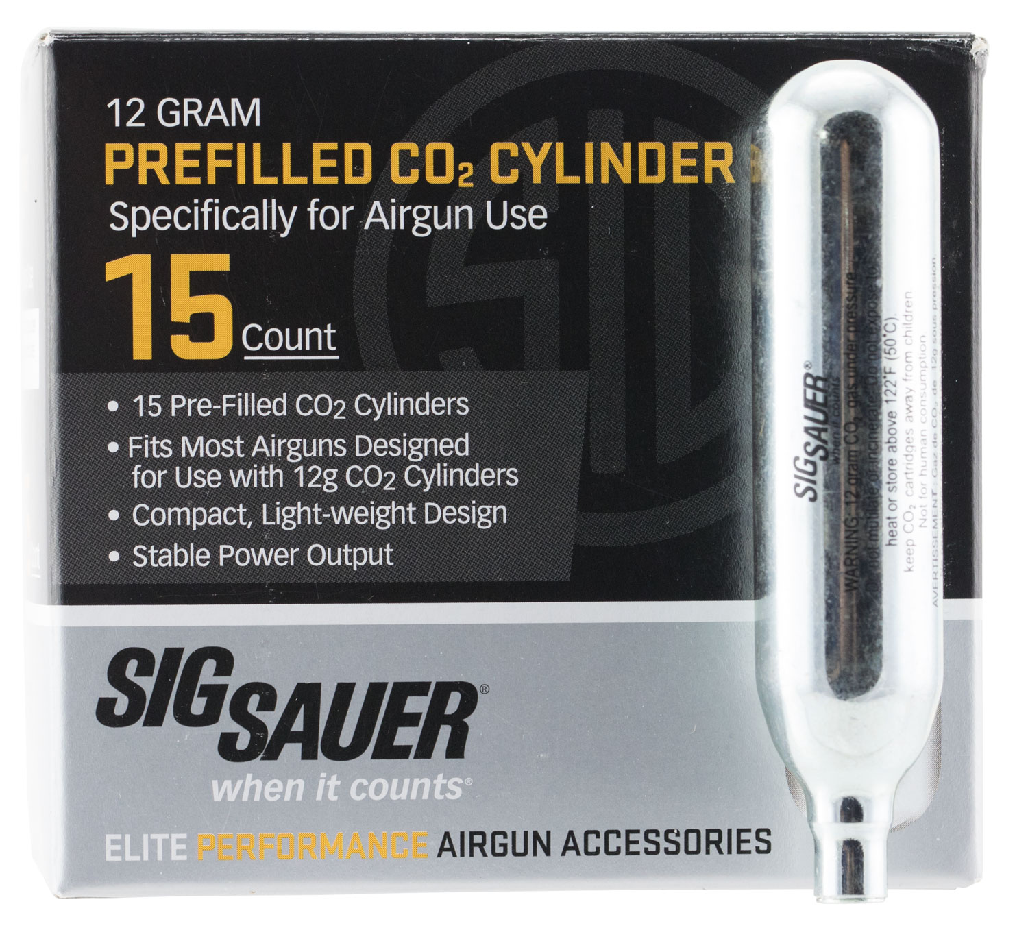 Sig Sauer 12 g Advanced Sport Pellet CO2 Cylinder, 15/pack - AC1215