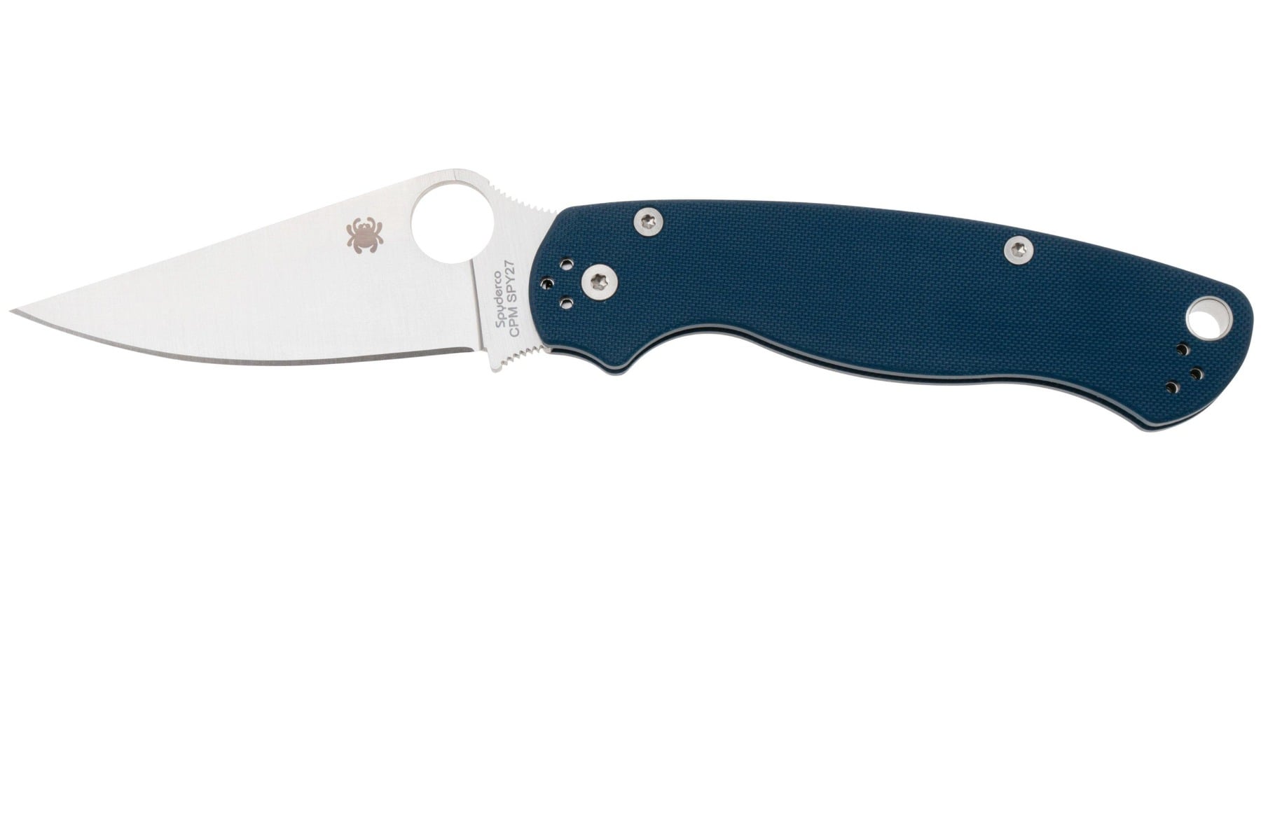 Spyderco Para Military 2 Folding Clip Point Knife, Cobalt Blue - C81GPCBL2