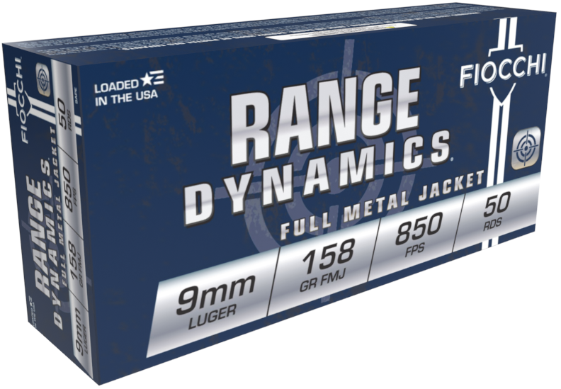 Fiocchi Range Dynamics 9mm 158gr FMJ, 50rds - 9APE
