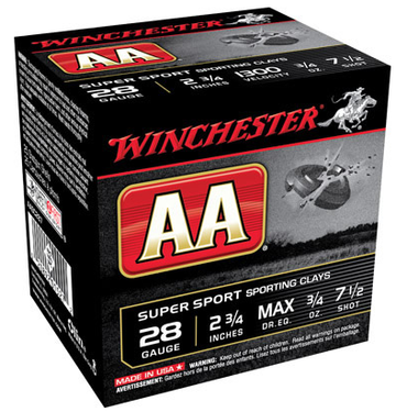 Winchester AA SuperSport Sporting Clays AASC287, 28 Gauge, 2-3/4", 3/4 oz, 1300 fps, #7.5 Lead Shot,