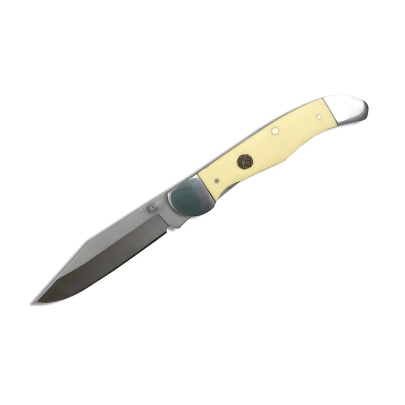 American Buffalo Knife & Tool Roper LL Pecos Delrin Folding Knife Clip Point, Cream Yellow