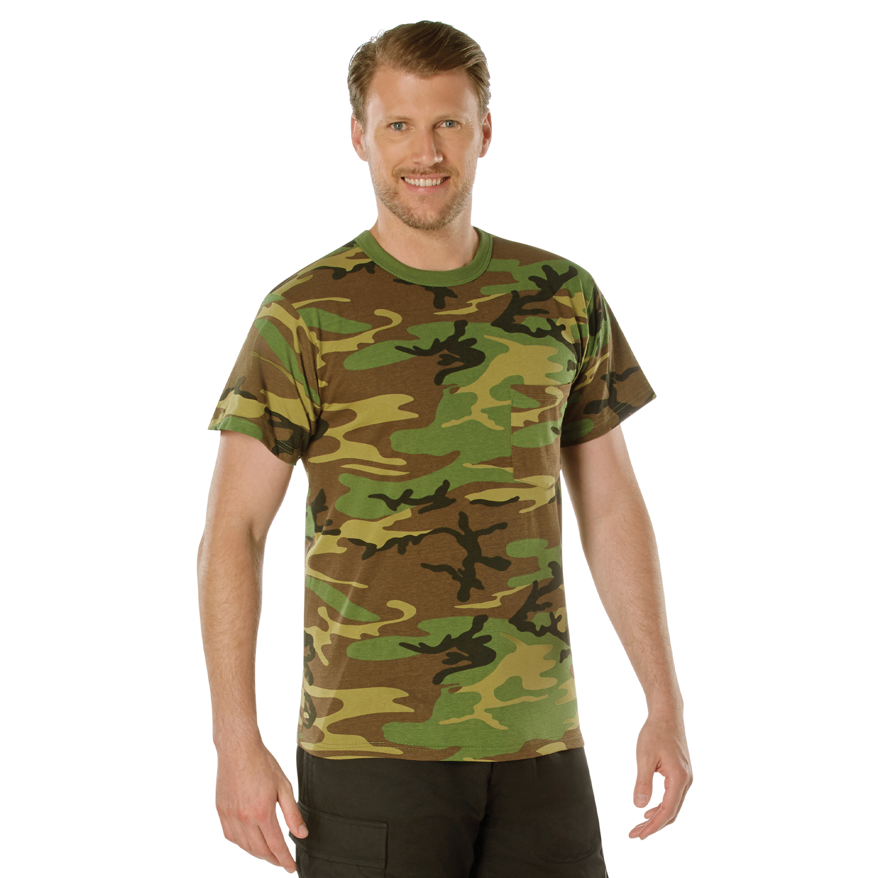 Rothco Woodland Camo T-Shirt With Pocket - Large