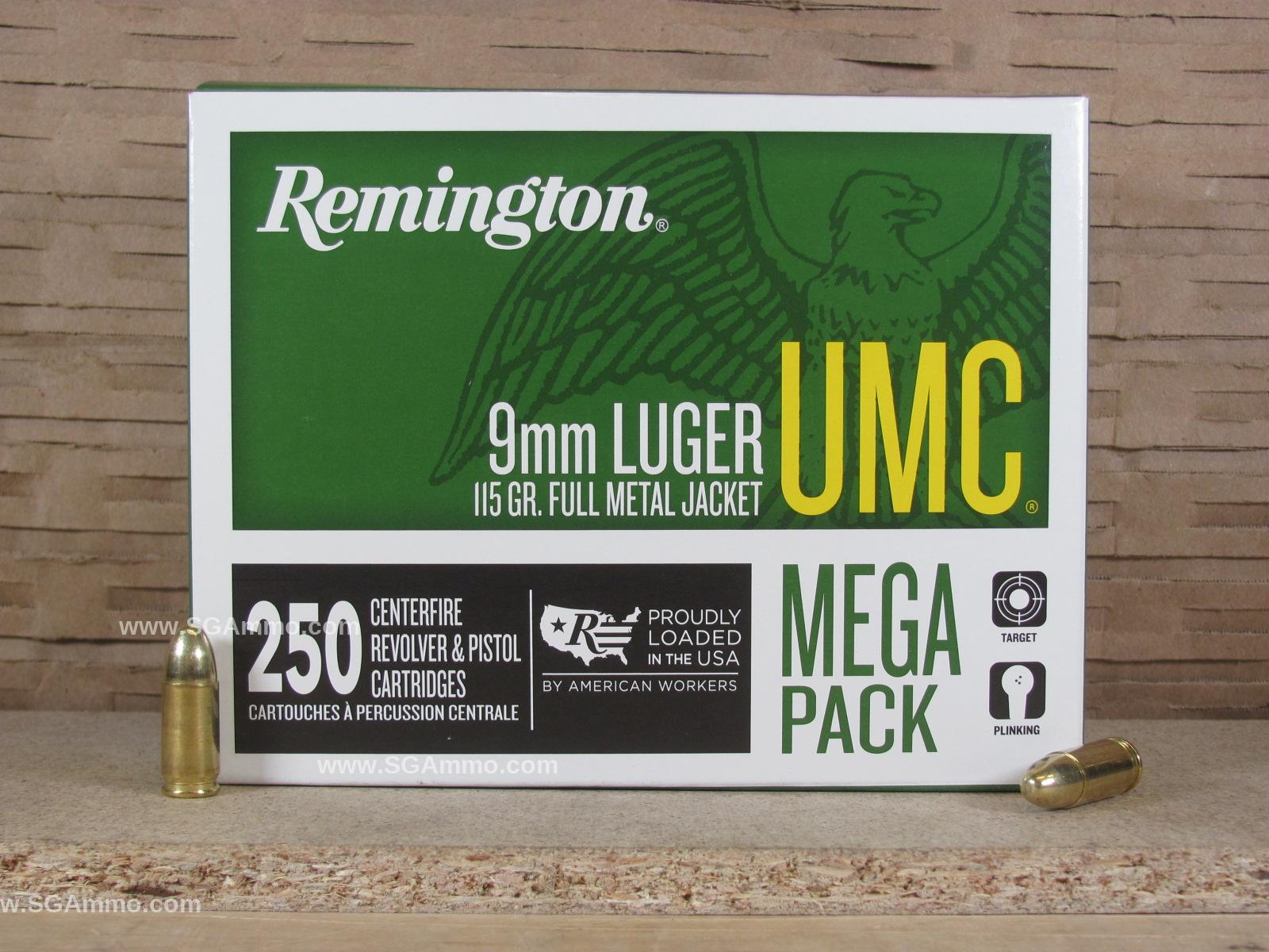 1000 Round Case – 9mm Luger 115 Grain FMJ – Remington Mega Pack UMC Target Ammo – L9MM3A