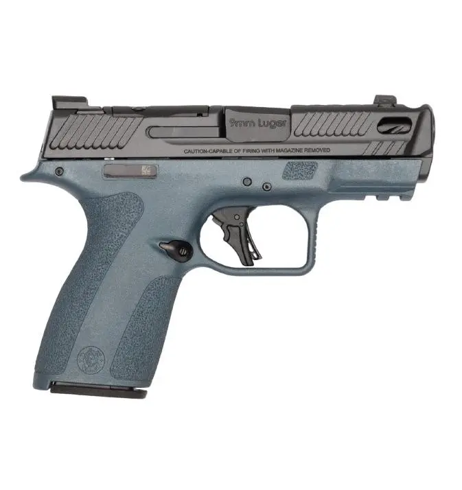 S PC Shield-X Carry Comp Blue Titanium Handgun 9mm Luger 13(1)15(1)rd Magazines 3.6" Ported Barrel Thumb Safety