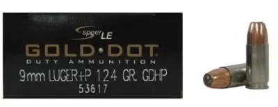 CCI 9mm +P Speer Gold Dot CCI53617 124 gr JHP 50 rounds