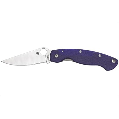 Spyderco Military Plain Edge Folding Knife, Dark Blue - C36GPDBL