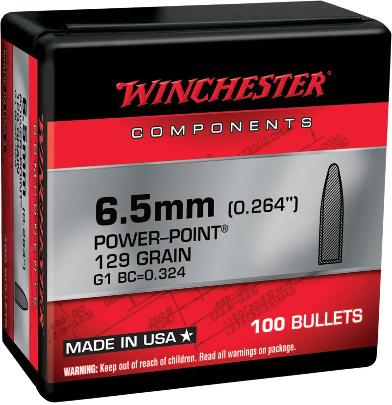 Winchester Ammo WB65PP129X Power-Point 6.5Creedmoor 129gr 100 Per Box/10 Case