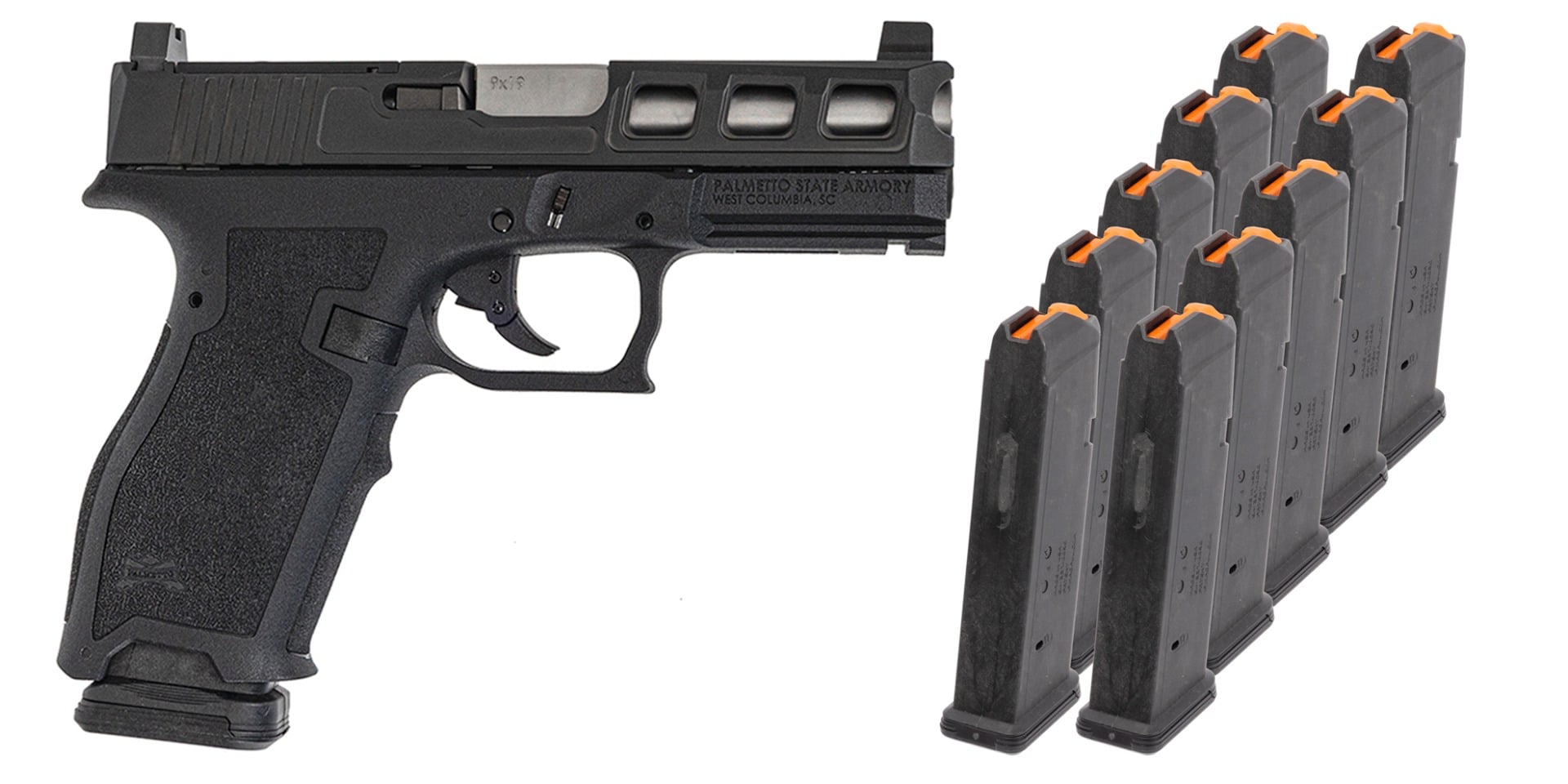 PSA Dagger Full Size - S 9mm SW3 RMR Pistol With Stainless Non-Threaded Barrel  With10 -17rd Magazines and Bag, Black