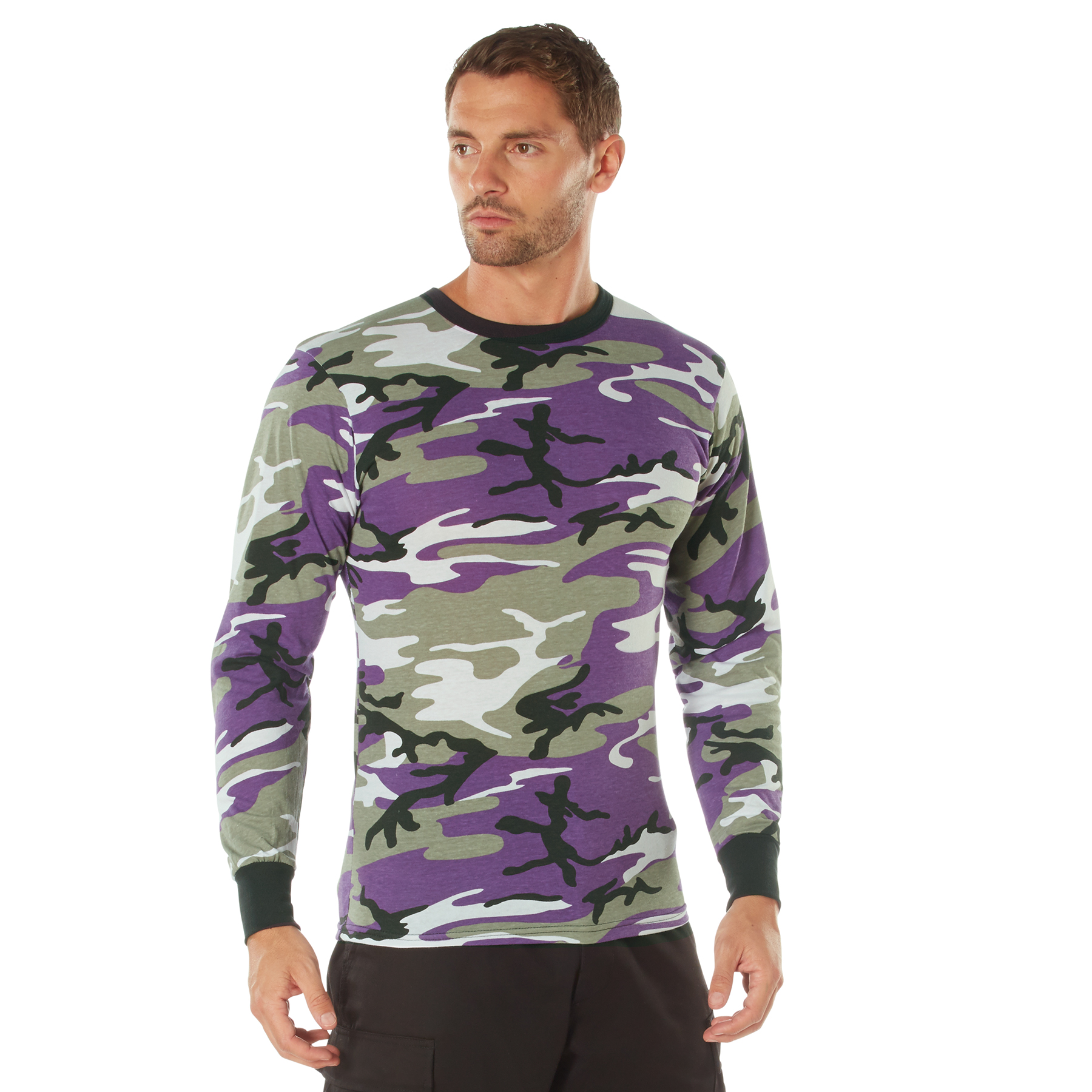 Rothco Long Sleeve Color Camo T-Shirt - Ultra Violet Camo, Large