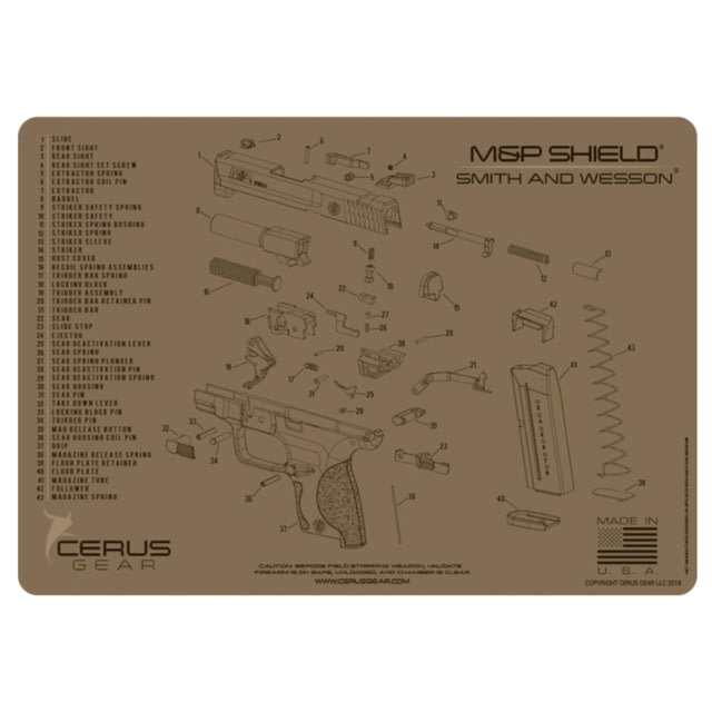 Cerus Gear Smith & Wesson M&P Shield Schematic ProMat 12x17in Coyote Tan