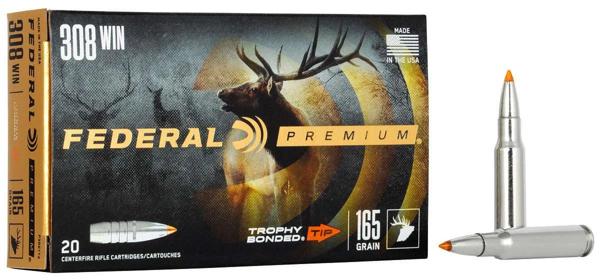 FEDERAL 308 WIN 165GR TROPHY BONDED TIP 20 RD/BX 10 BX/CS