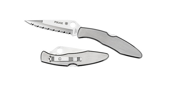 Spyderco Police Model Spear Point Folding Knife, 4.125", Serrated Edge - C07S