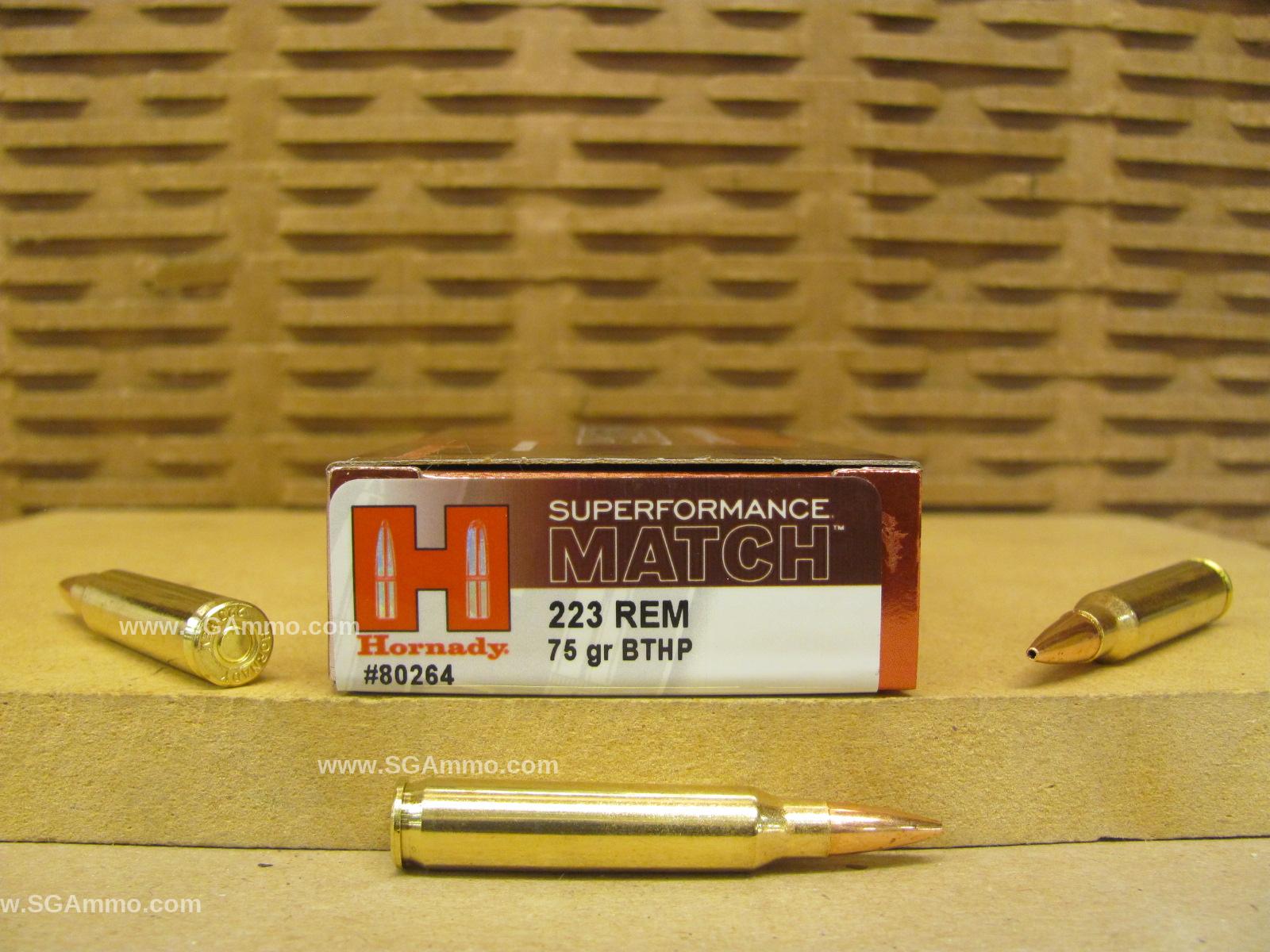 20 Round Box – 223 Rem Hornady Superformance 75 Grain BTHP Ammo – 80264