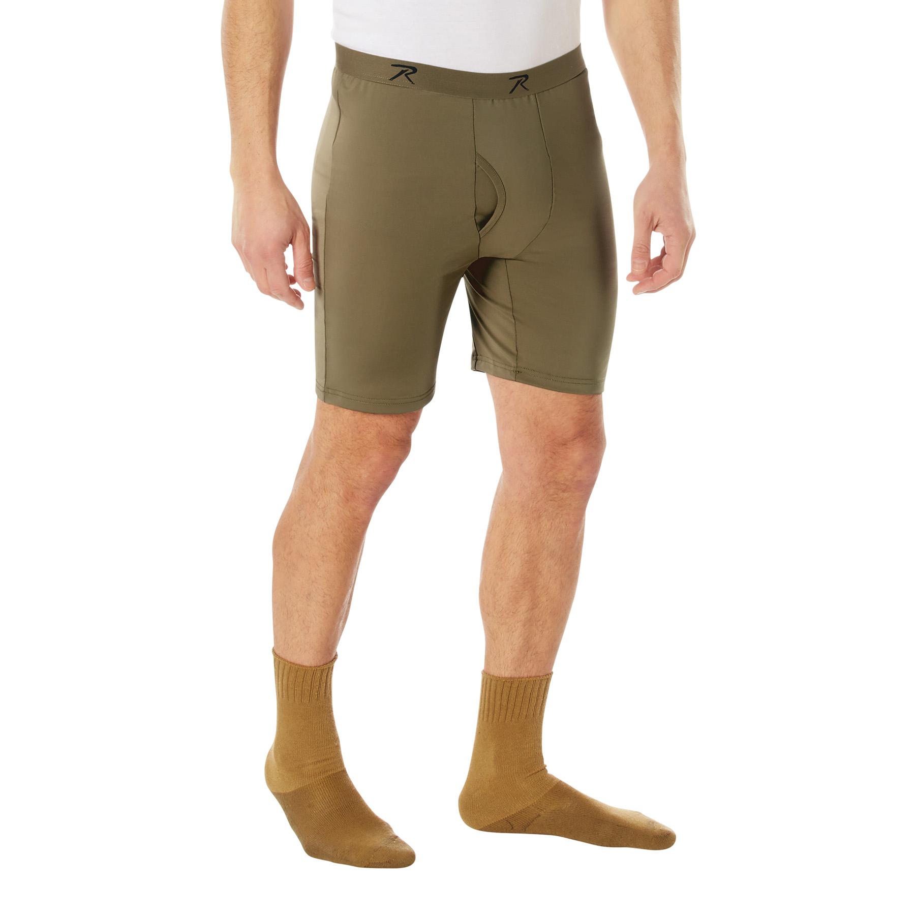 Rothco Long Length Moisture Wicking Performance Boxer Shorts - Ar 670-1 Coyote Brown, Medium