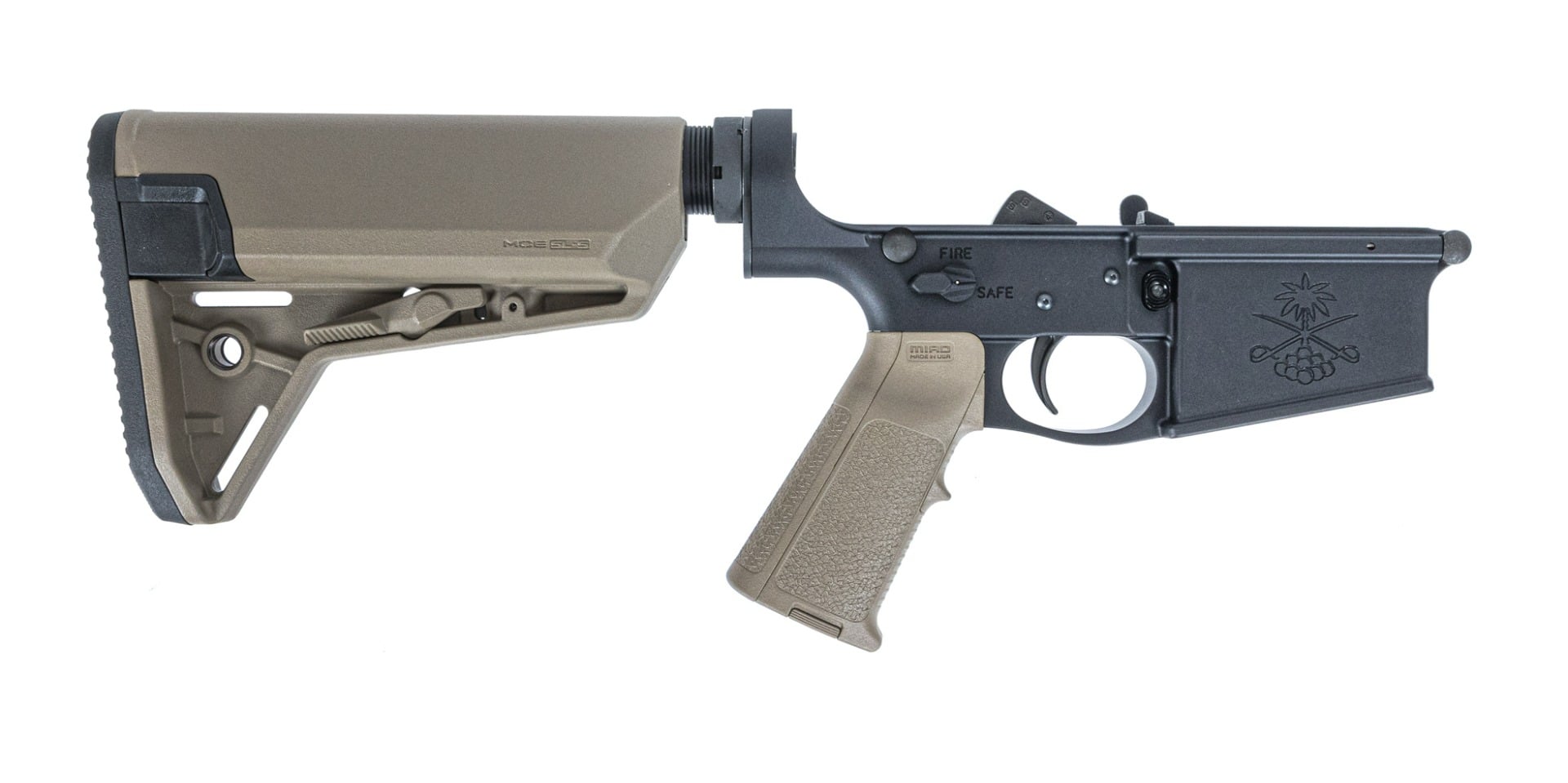 PSA Sabre AR-10 Lower Forged w/ MOE SL-S Stock and MIAD GEN 1.1 Grip, FDE