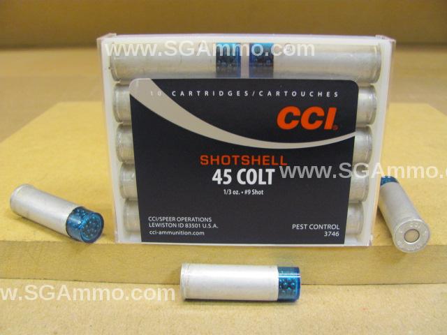 10 Round Box – 45 Colt Aluminum Case Shotshell Ammo for Pest Control – Number 9 shot 1/3 oz – Made by CCI – 3746