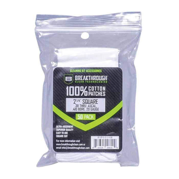 Breakthrough Clean 100% Cotton Square Patches 2.25" x 2.25", White - BT-CP-S-2-1/4-50