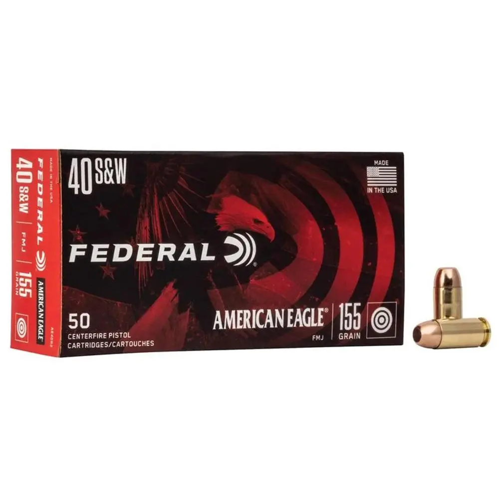 Federal American Eagle Handgun Ammunition .40 S 155 gr FMJ 1160 fps 1000/ct