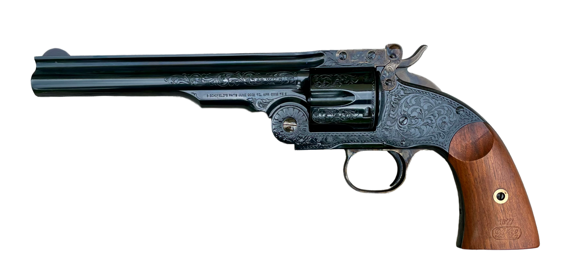 Taylors & Company Schofield Top Break .44-40 Winchester Revolver 7" 6rds, Blue Engraved - 550652