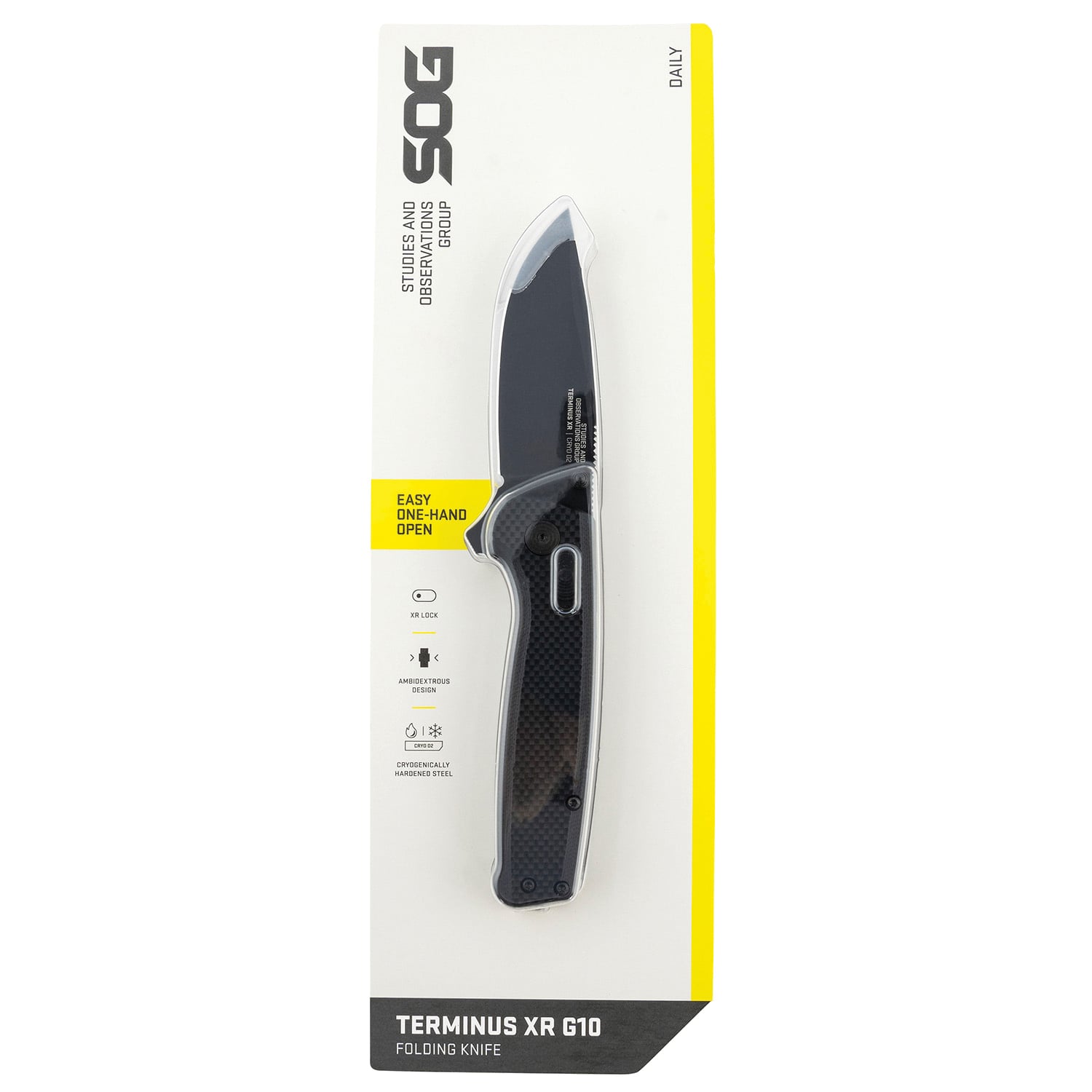SOG Knives Terminus XR Folding Knife Clip Point, Black - SOGTM1027-CP