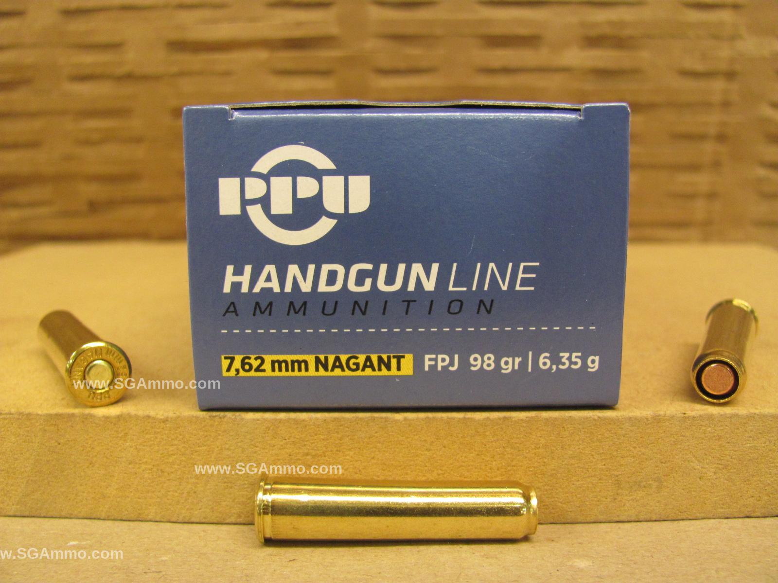 50 Round Box – 7.62x38R Nagant Revolver 98 Grain FPJ Prvi Partizan Ammo – PPR71 or PPH762N