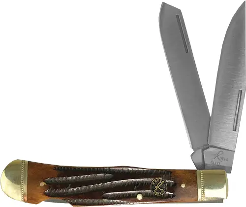 ABKT ROPER DOUBLE ACTION LOCK - BACK TRAPPER 3.25" COFFEE HNDL