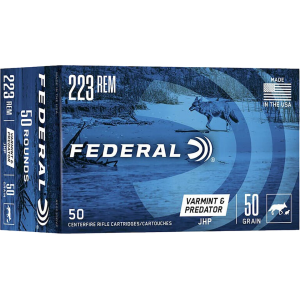 Federal Varmint & Predator 223 Remington Ammo 50 Grain Jacketed Hollow Point Box of 50
