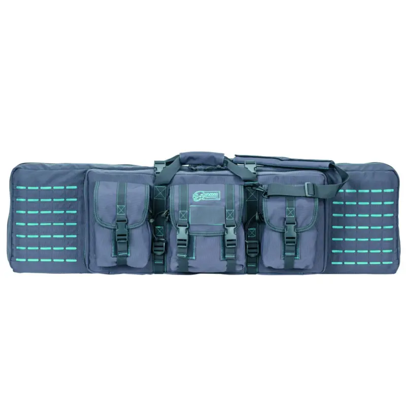 VOODOO TACTICAL 42" PADDED WEAPONS CASE WITH DIE CUT MOLLE (GRAY WITH TEAL)