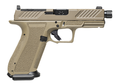 XR920, 9mm, FDE Frame, Combat Slide Optic FDE, Spiral Threaded Barrel Black, SS Rod, Blk Serr