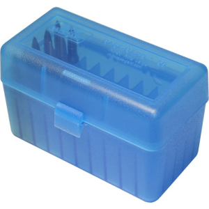 MTM Ammo Box 50rd Flip-Top 243, 308, 220 Swift Clr-Blu