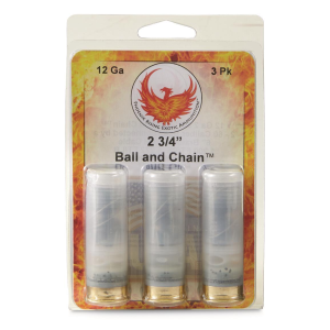 Phoenix-Rising Phoenix Rising Ball & Chain Shotshells 2- 60 Cal Balls Connected with 6'' Cable 12ga 2-3/4" 1200 fps 3/ct