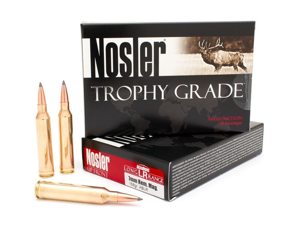 Nosler Trophy Grade 7mm Rem Mag 168 grain AccuBond-Long Range Rifle Ammo, 20/Box - 60108