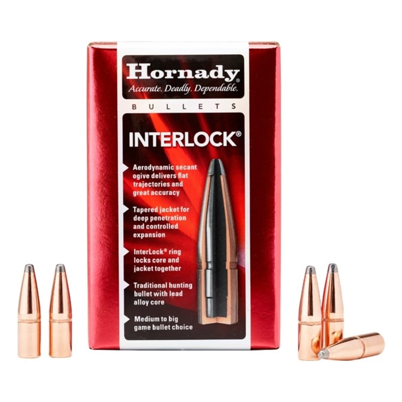 Hornady 30 Cal (.308) 165gr InterLock BTSP Bullets, 100 Count – 3045