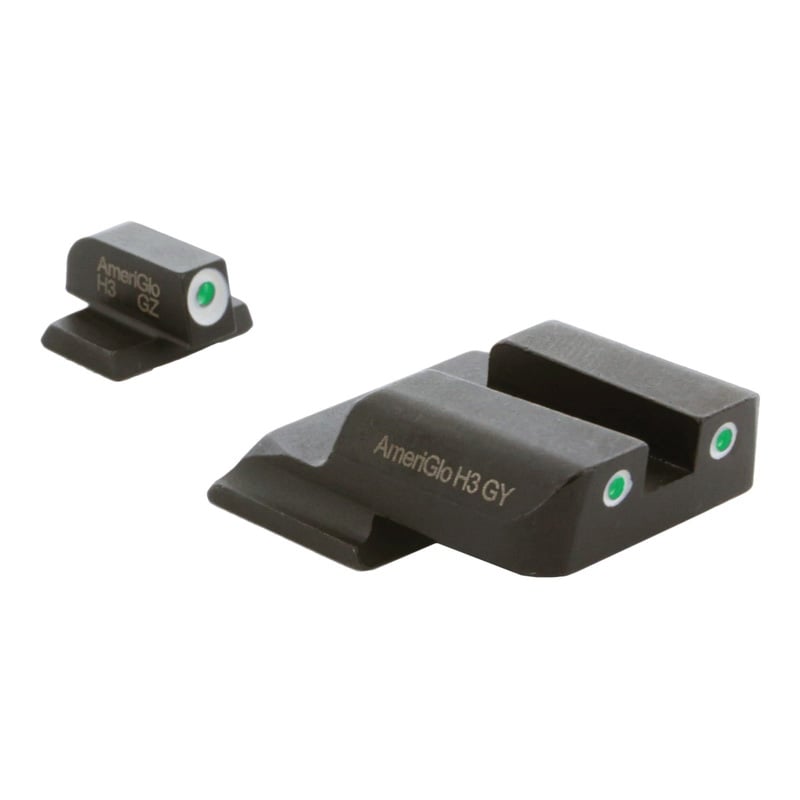 Ameriglo Classic 3-Dot Tritium Sight Set Front/Rear, Green/White/Green/White