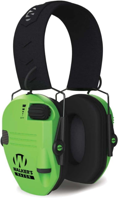 Walkers Razor Digital Slim Electronic Low-Profile Headband Ear Muff w/2 Microphones 23 dB HI VIZ Green