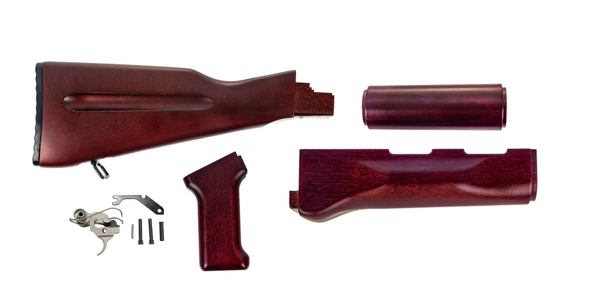 PSA AK Redwood Furniture Set w/ PSA Custom AK-47 Enhanced Polished Nickel Boron Fire Control Group