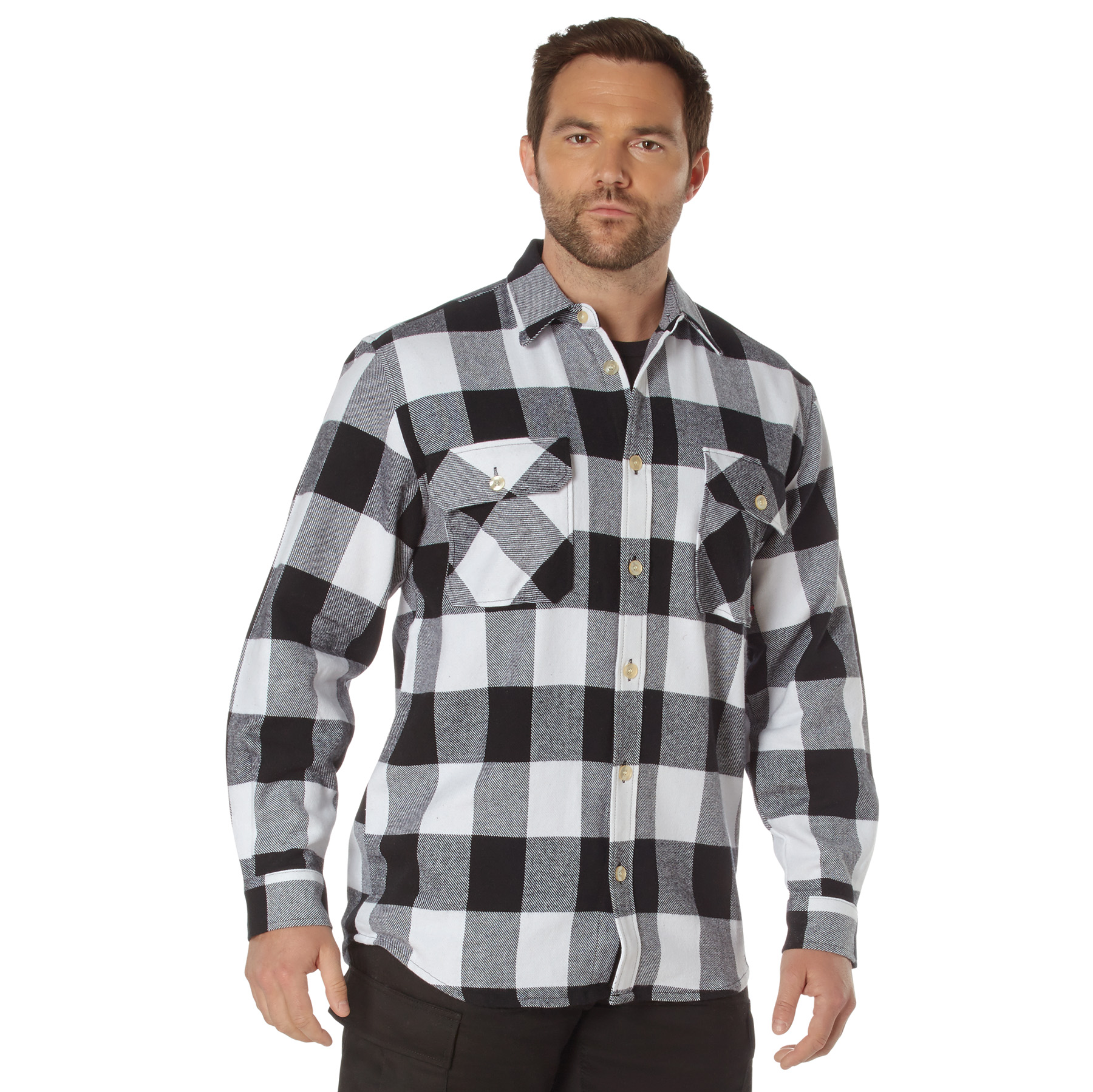 Rothco Extra Heavyweight Buffalo Plaid Flannel Shirt - White Plaid, Large