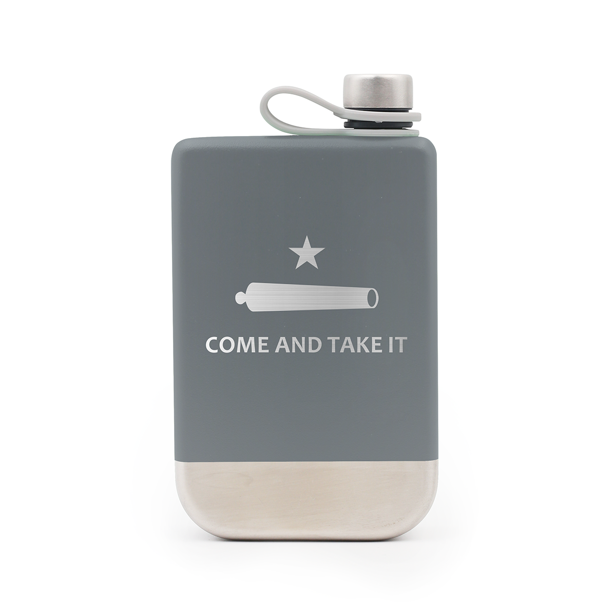 Yukon Outfitters 9oz Highline Flask, Charcoal w/ Come and Take It - YF09CHARCTI