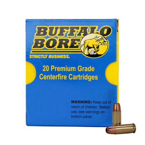 Buffalo Bore 38 Super +P 147 grain Jacketed Hollow Point Pistol and Handgun Ammo, 20/Box - 33E/20