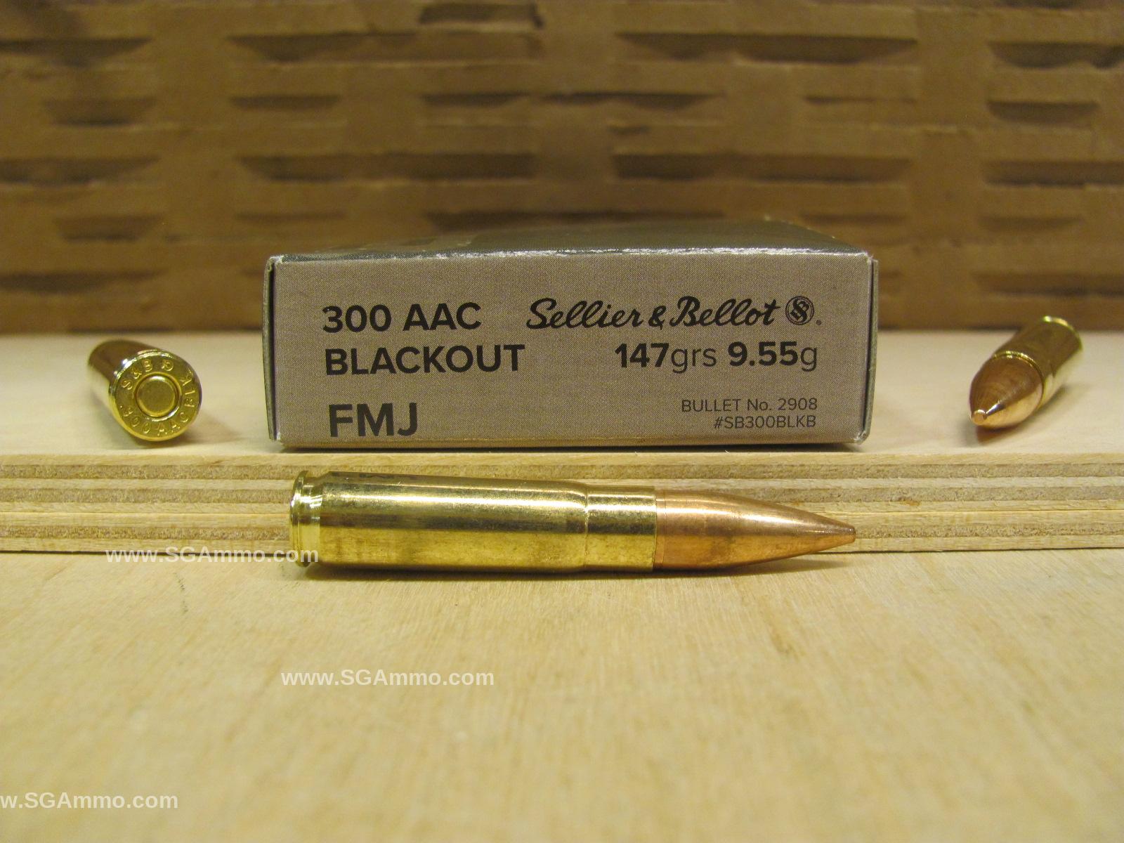 1000 Round Case – 300 AAC Blackout 147 Grain FMJ Ammo by Sellier Bellot – SB300BLKB