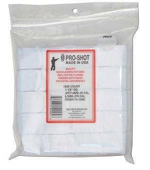 PRO-SHOT .22-.270 CAL. 11/8 SQ. 1000CT Patches 11/8-1000
