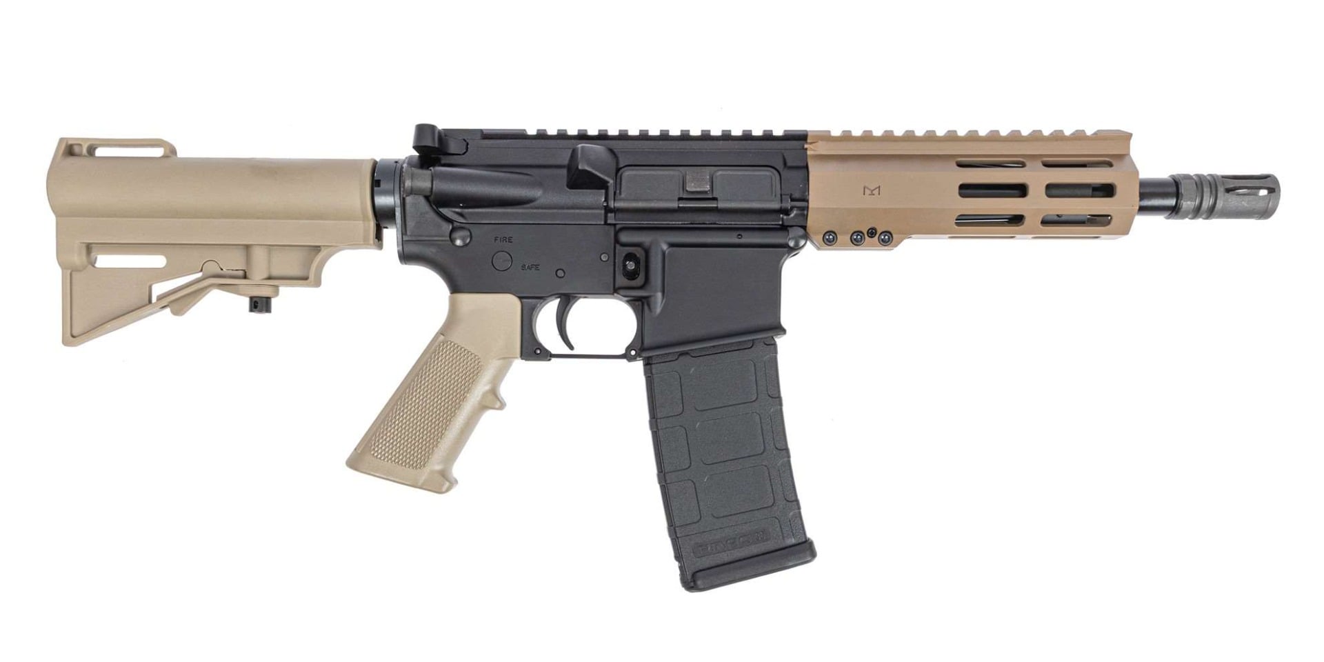 PSA 7.5" 300 Blackout Nitride 6" Lightweight Hex M-Lok Classic Stealth HAR-15 Pistol, FDE