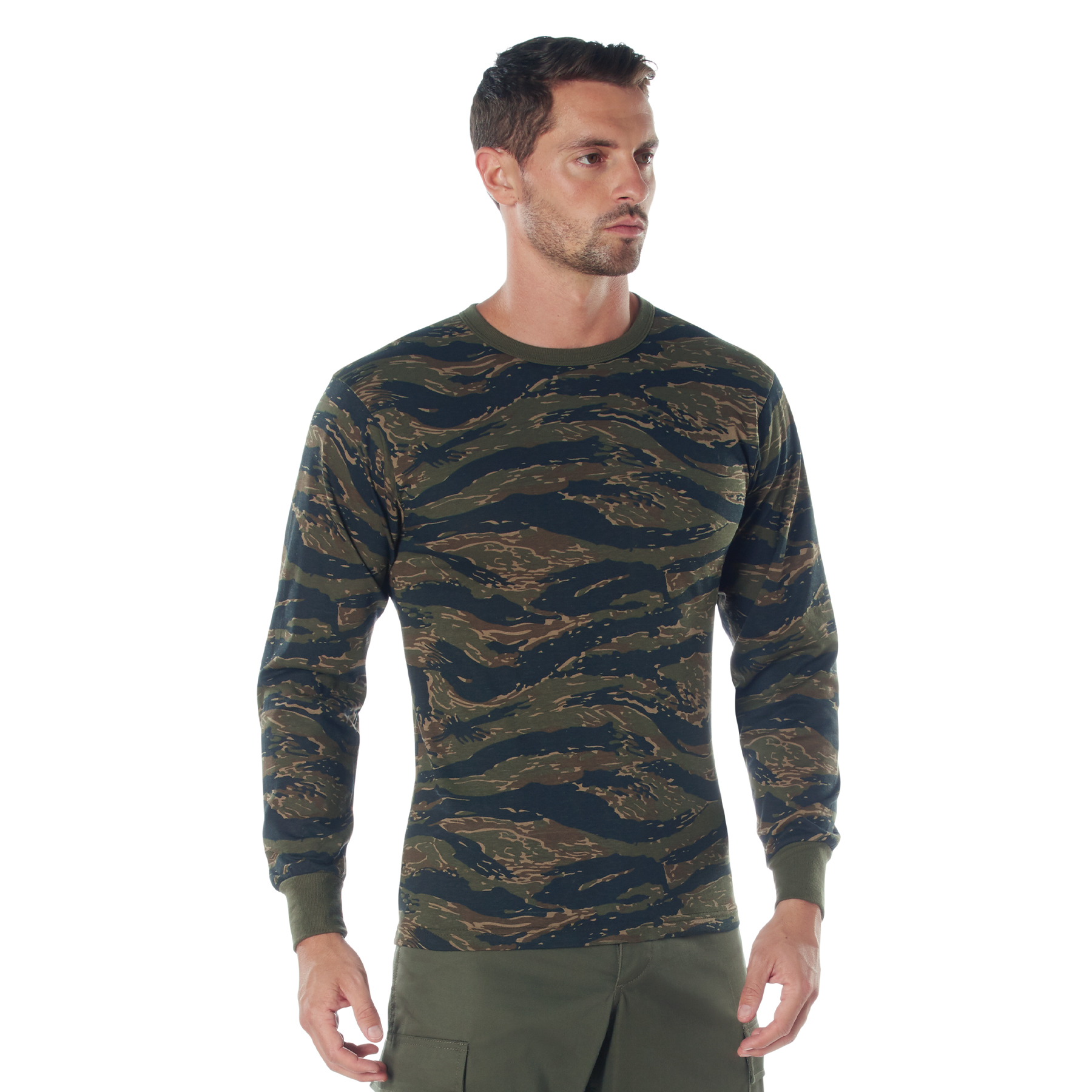 Rothco Long Sleeve Color Camo T-Shirt - Tiger Stripe Camo, X-Large