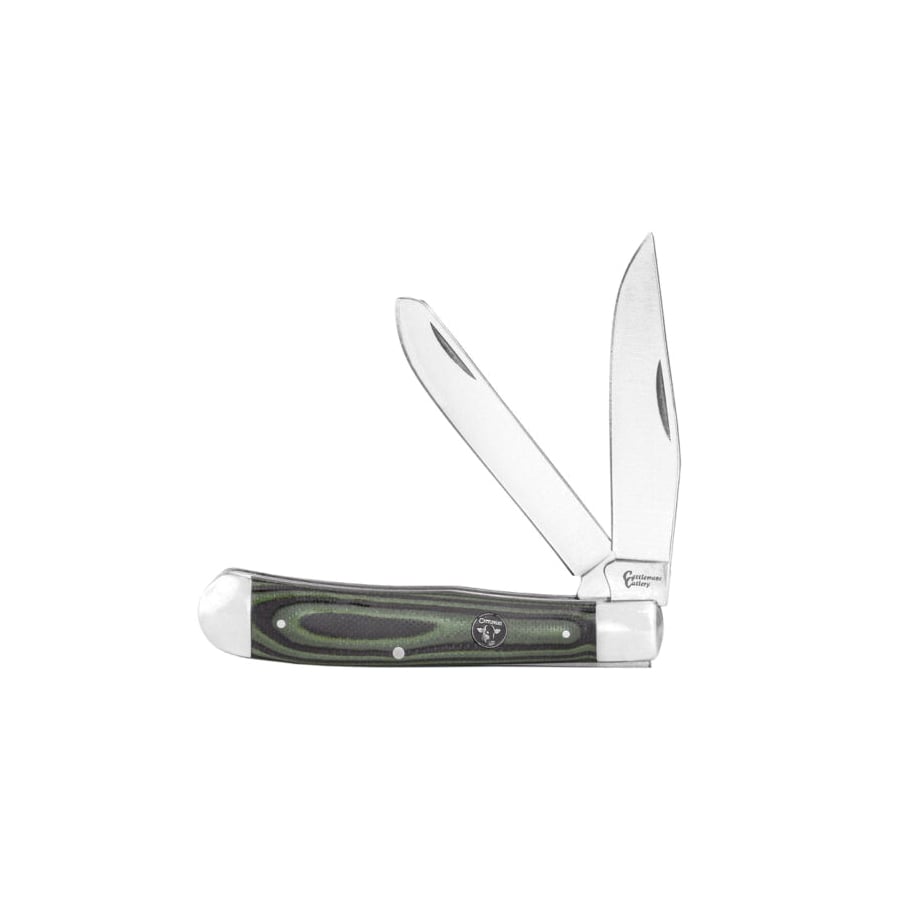 American Buffalo Knife & Tool Cattleman Trapper Cowhand Folding Knife Clip Point/Spey, Black/Green
