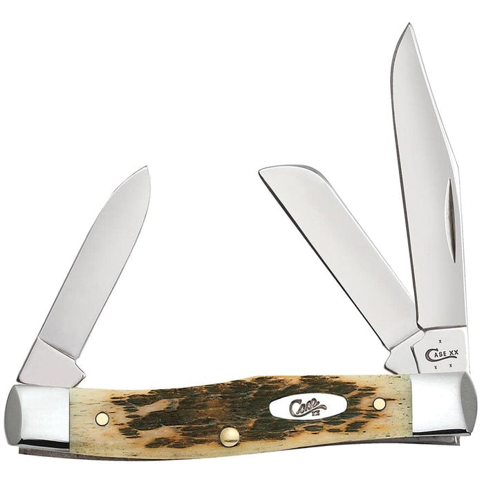 Case Stockman Medium Folding Knife Clip Point/Sheepsfoot/Pen, Amber - 00079