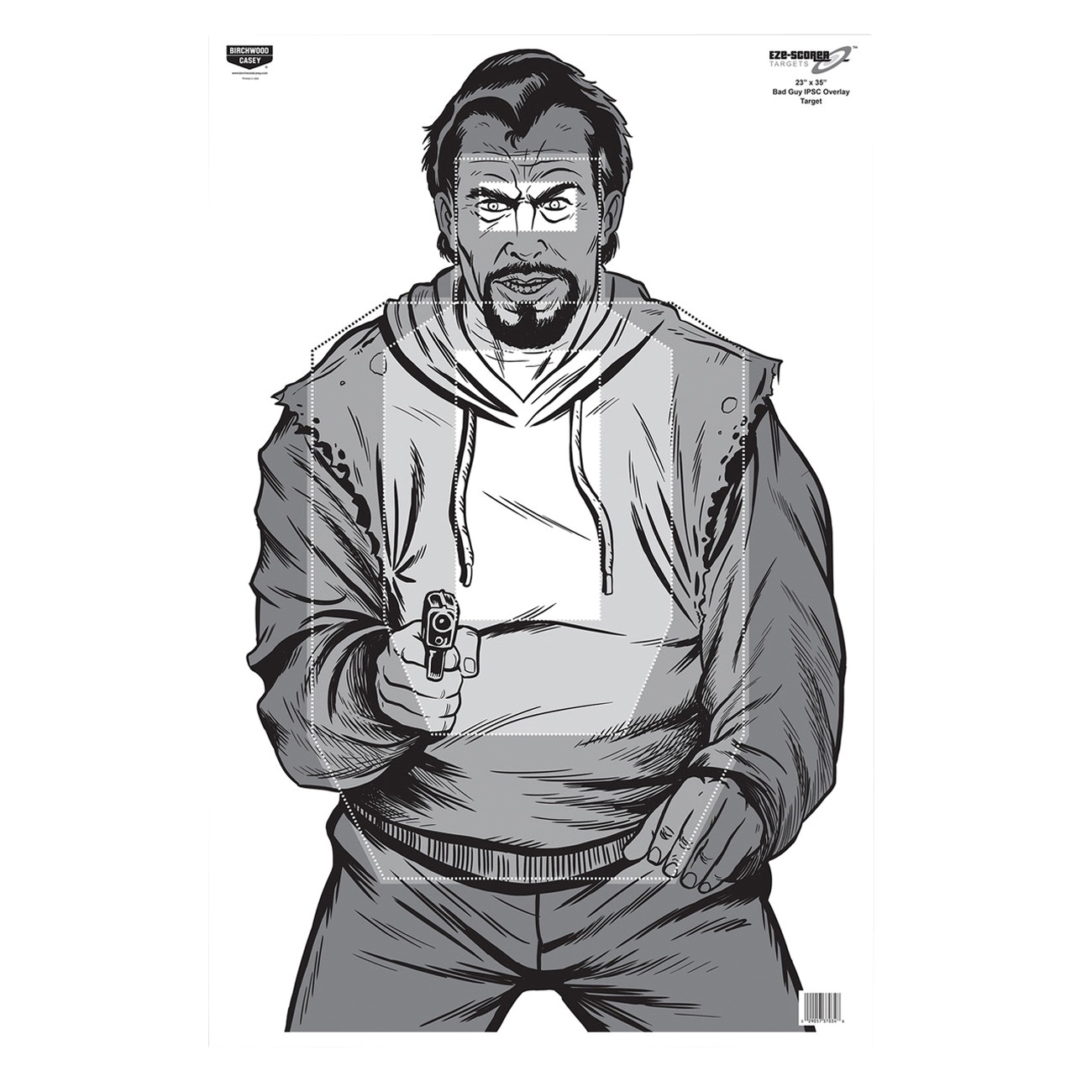 Birchwood Casey EZE-Scorer Bad Guy Target, Black/Gray/White, 100 Pack - 37034