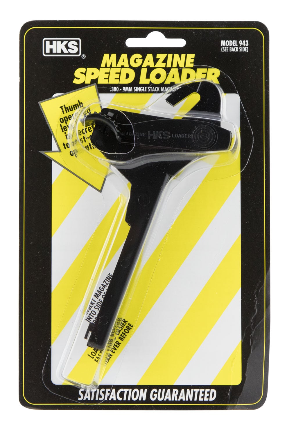 HKS Single Stack 9mm/.380 Plastic Adjustable Magazine Speedloader, Black - 943